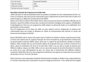 Responsable d’activités nutrition et Santé