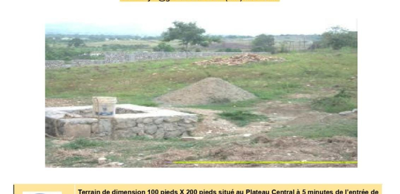 TERRAIN A VENDRE AU PLATEAU CENTRAL ($ 100,000.00)