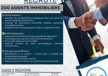 AGENTS IMMOBILIERS (Recrutement de 200 Agents Immobiliers)